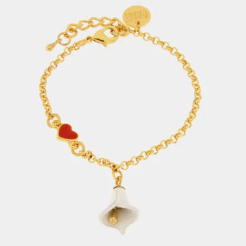 AMOCAPRI Bracciale in Metallo con campanella a forma di calla bianca