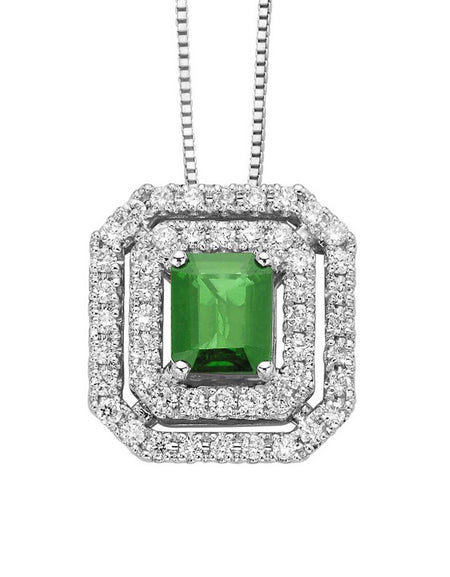DONNAORO Collana Pendente Fascino in oro bianco 18 kt con smeraldo e diamanti