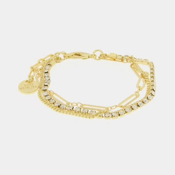 AMOVENEZIA Bracciale in Metallo multifilo con catena e zirconi