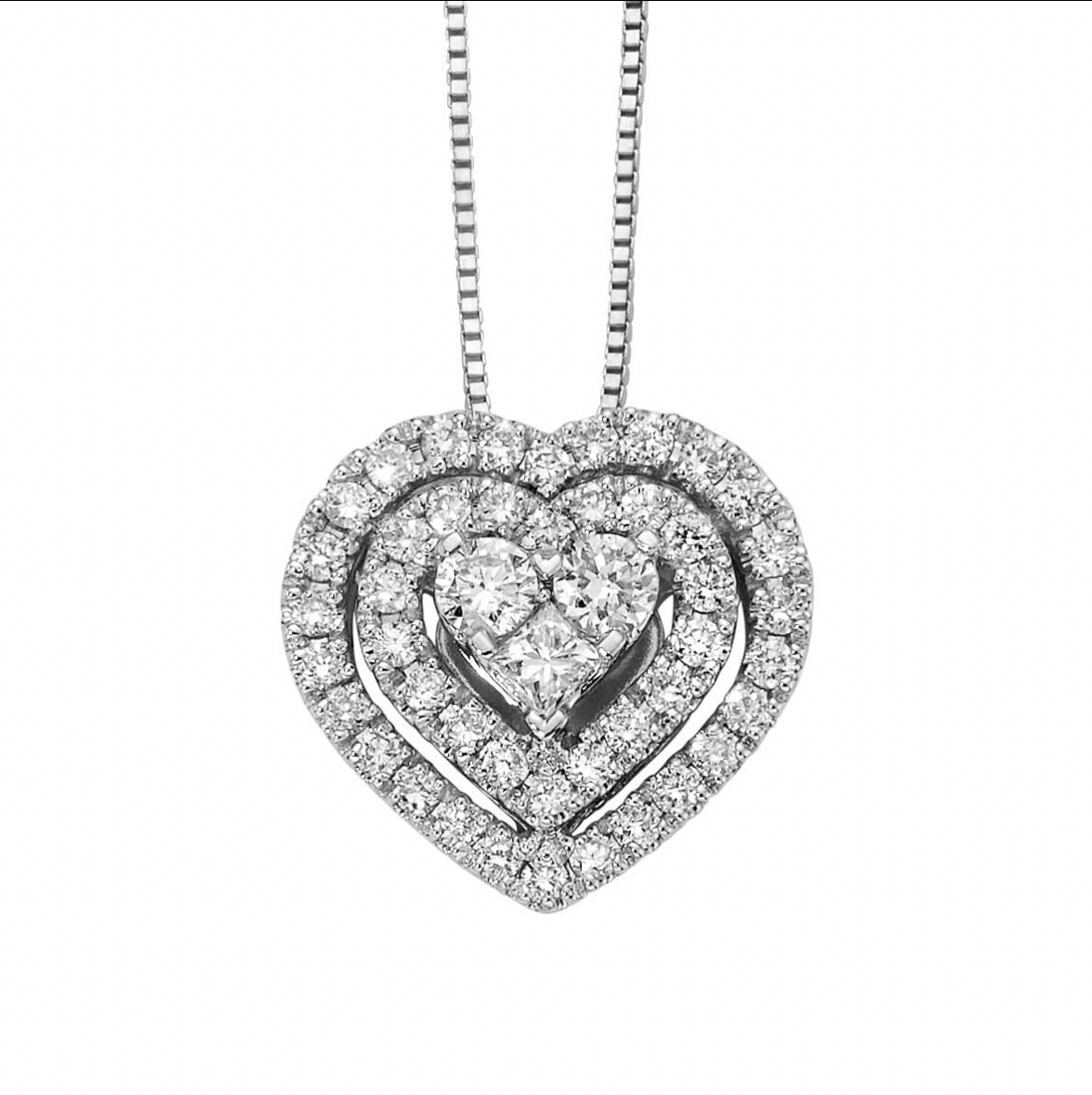 DONNAORO Pendente a Cuore Fascino in oro bianco 18 kt con diamanti