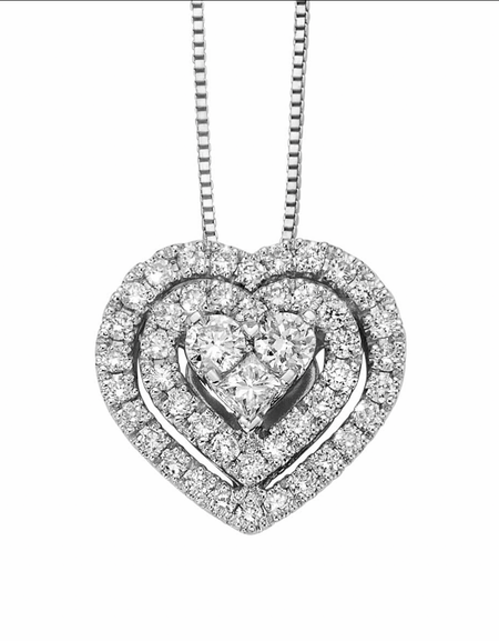 DONNAORO Pendente a Cuore Fascino in oro bianco 18 kt con diamanti