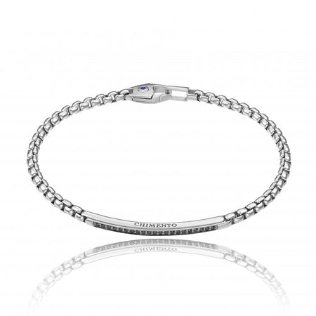 Bracciale CHIMENTO in Argento 925 con Piastra squadrata Spinelli Neri e Zaffiro Blu