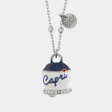 AMOCAPRI Collana in Acciaio campanella Capri blu e bianca