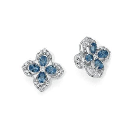 DONNAORO Orecchini in oro bianco 18kt con Diamanti 0.10ct e Zaffiri 0.72ct