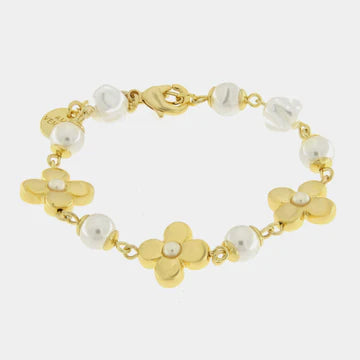 AMOVENEZIA Bracciale in Metallo fiori e perle