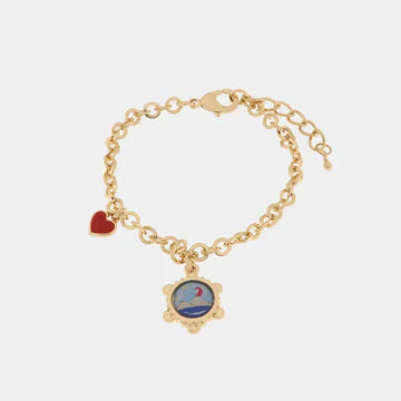 AMONAPOLI Bracciale in Metallo con Vesuvio disegnato in un tamburello