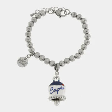 AMOCAPRI Bracciale in Acciaio campanella Capri con  strisce blu