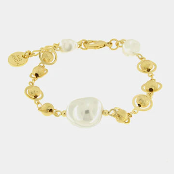 AMOVENEZIA Bracciale in Metallo perla grande e cristalli