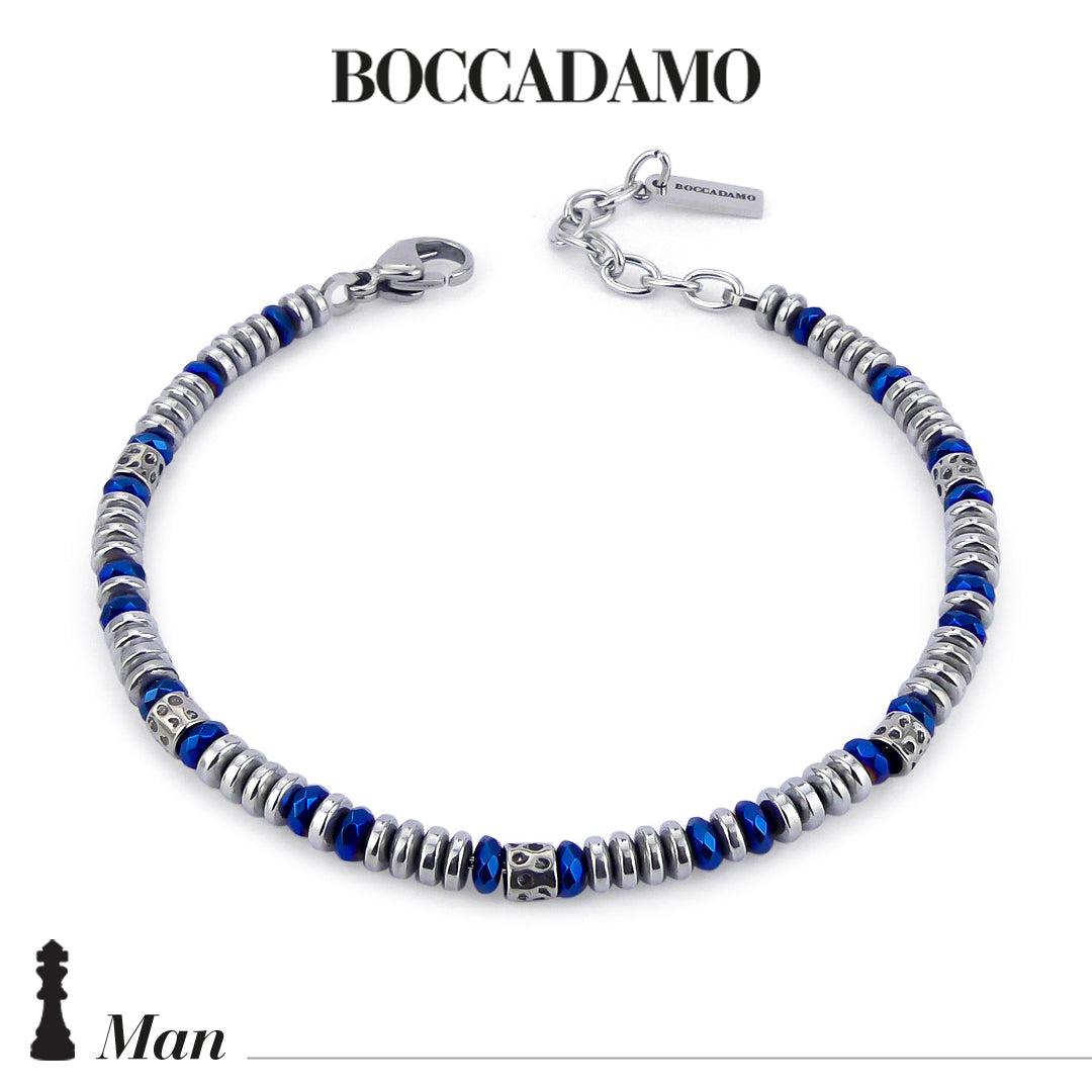 BOCCADAMO MAN Bracciale in acciaio con elementi in PVD blu