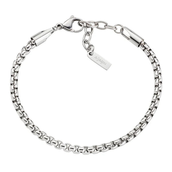 AMEN Bracciale Uomo Catena Box in Acciaio