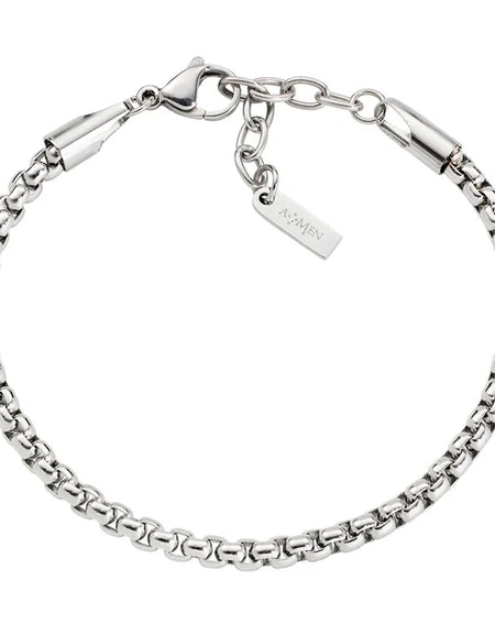 AMEN Bracciale Uomo Catena Box in Acciaio