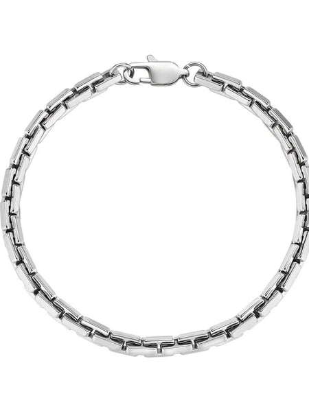 AMEN Bracciale Uomo in Acciaio Catena Box Rettangolare