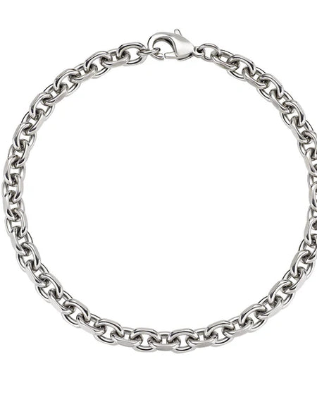 AMEN Bracciale Uomo in Acciaio Catena Sfaccettata Maglie Piccole