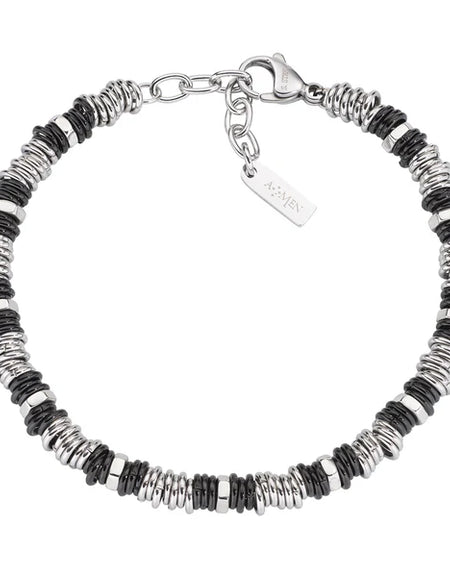 AMEN Bracciale Uomo in Acciaio Bicolore con Rondelle