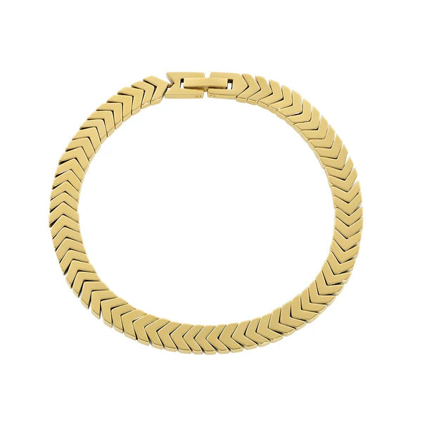 AMEN Bracciale Uomo Chevron Spina di Pesce in Acciaio Dorato