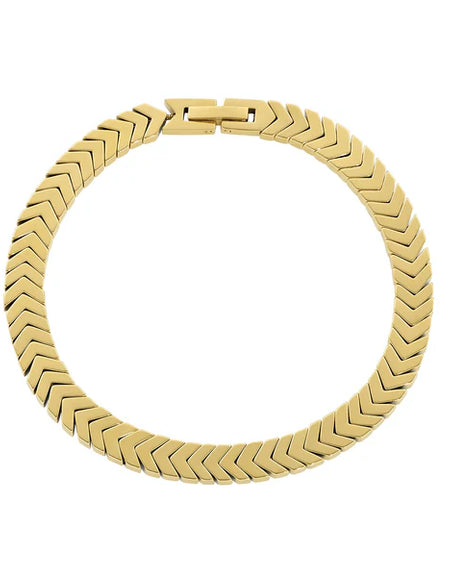 AMEN Bracciale Uomo Chevron Spina di Pesce in Acciaio Dorato