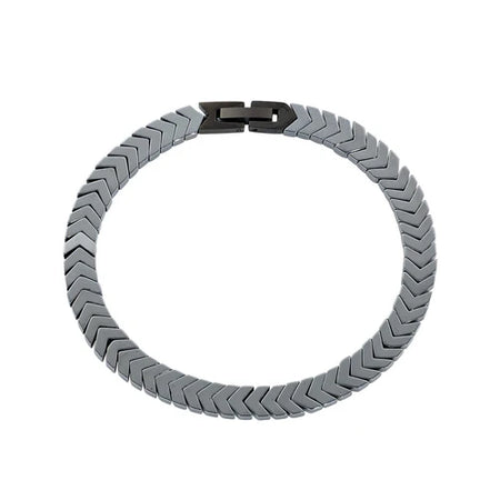 AMEN Bracciale Uomo Chevron Spina di Pesce in Acciaio Nero