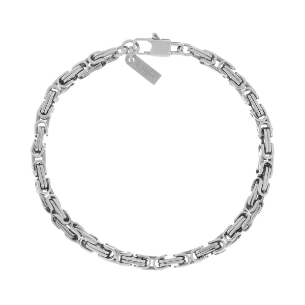 AMEN Bracciale Uomo  Catena Bizantina in Acciaio