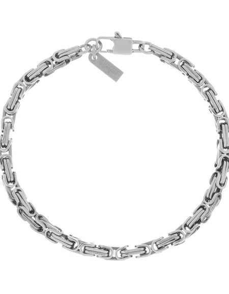 AMEN Bracciale Uomo  Catena Bizantina in Acciaio