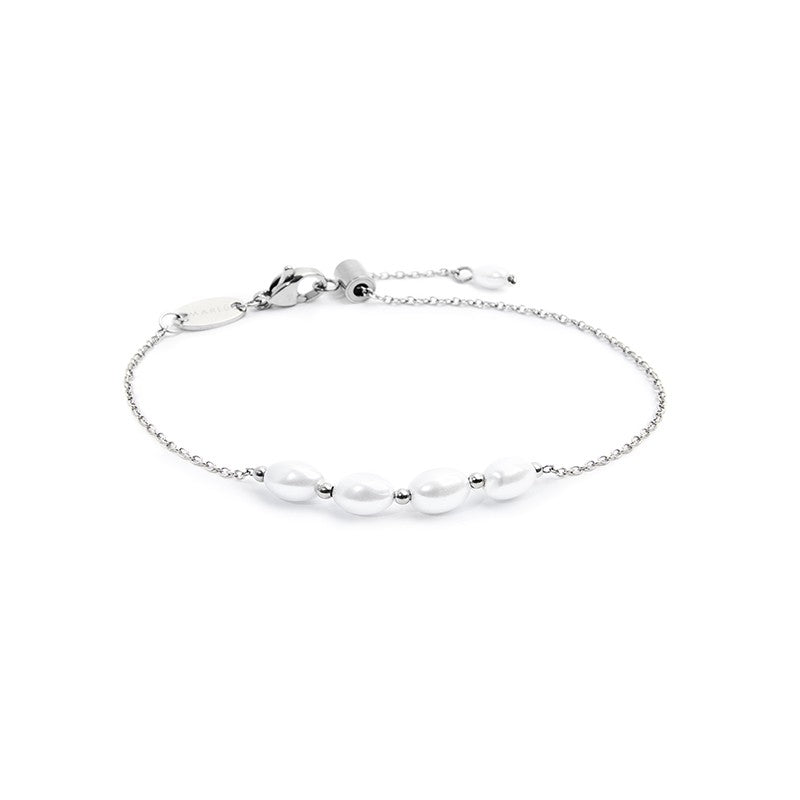 MARLÙ Bracciale catena cross con perle ovali