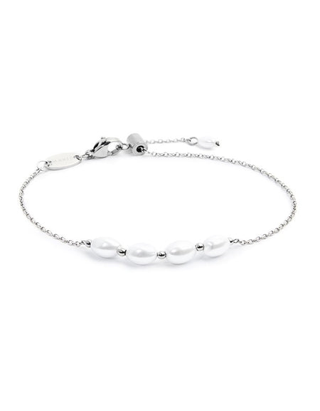 MARLÙ Bracciale catena cross con perle ovali