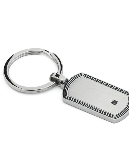 BOCCADAMO MAN Portachiavi in acciaio Meandro Greco e Zircone nero