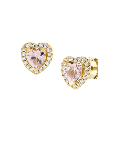 Amen Orecchini Dorati Dolce Cuore Rosa Morganite