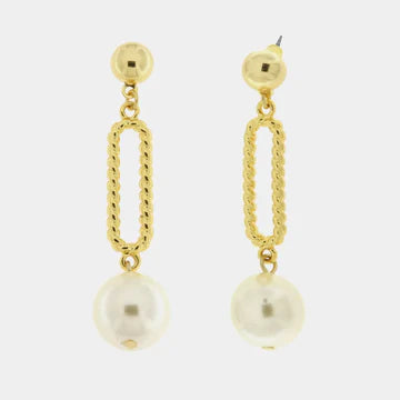 AMOVENEZIA Orecchini in Metallo maxi catena e perla pendente