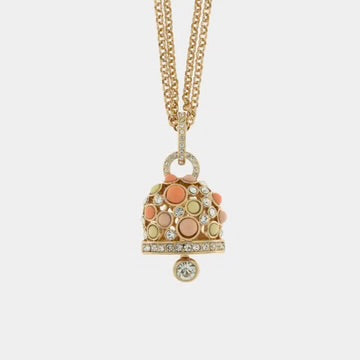 AMOCAPRI Collana in Metallo catena multifilo con grande campana pendente colorata