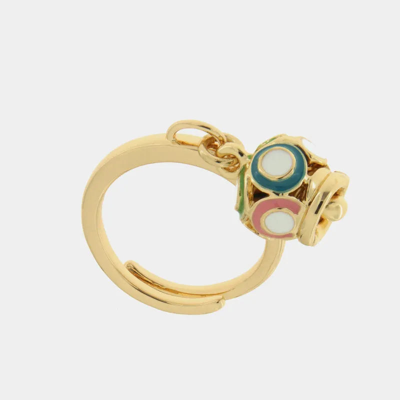 AMOCAPRI Anello in Metallo con campana portafortuna impreziosita da smalti colorati