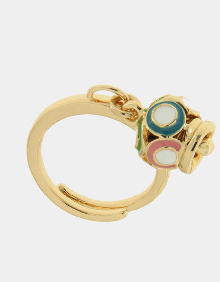 AMOCAPRI Anello in Metallo con campana portafortuna impreziosita da smalti colorati