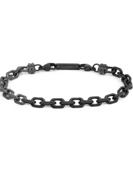 MARLÙ Bracciale uomo catena ovale sfaccettata
