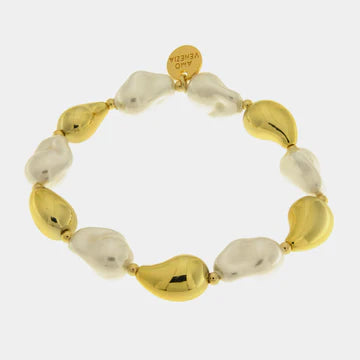AMOVENEZIA Bracciale in Metallo perle irregolari e gocce