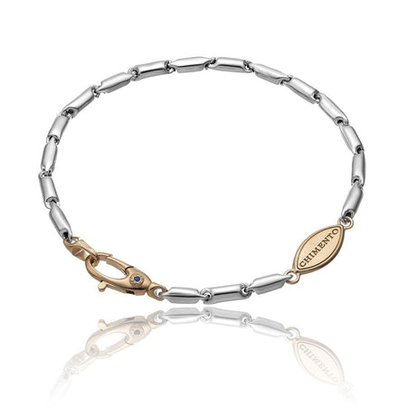 Bracciale CHIMENTO in Argento 925 con piastra placcata in Oro rosa 18kt e Zaffiro Blu