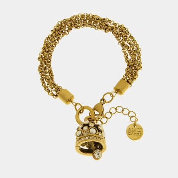 AMOCAPRI Bracciale in Acciaio campanella con cristalli bianchi