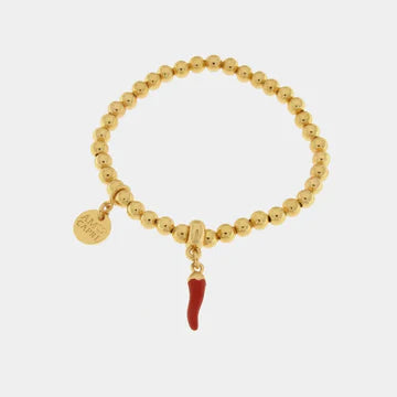 AMOCAPRI Bracciale in Acciaio con cornetto portafortuna