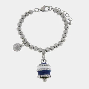 AMOCAPRI Bracciale in Acciaio campanella Capri con  strisce blu