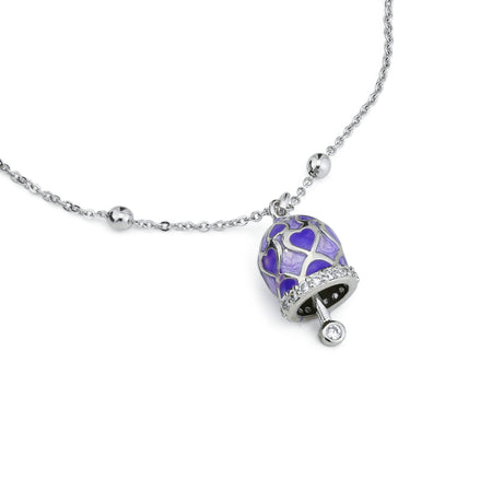 BOCCADAMO MYA Bracciale Campanella con Cuori Viola e Zirconi Bianchi