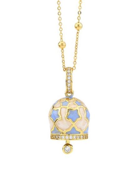 BOCCADAMO MYA Collana Lunga Campanella Dorata con Stelle Azzurre e Zirconi Bianchi