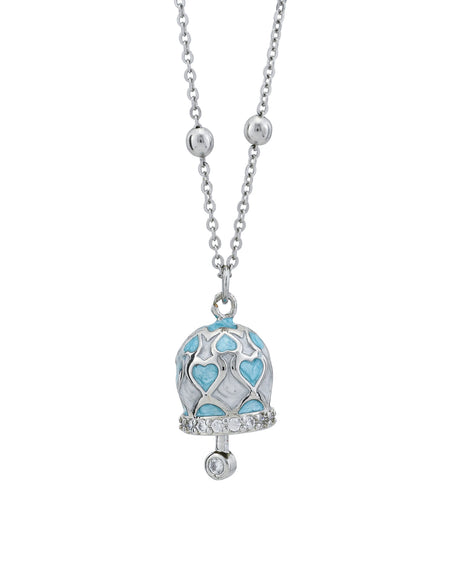 BOCCADAMO MYA Collana Campanella con Cuori Azzurri e Zirconi Bianchi