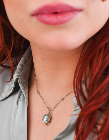 BOCCADAMO MYA Collana Campanella con Cuori Azzurri e Zirconi Bianchi