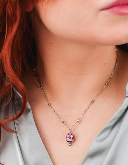 BOCCADAMO MYA Collana Campanella con Stelle Rosa e Zirconi Bianchi