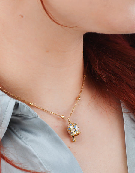 BOCCADAMO MYA Collana Campanella Dorata con Stelle Azzurre e Zirconi Bianchi