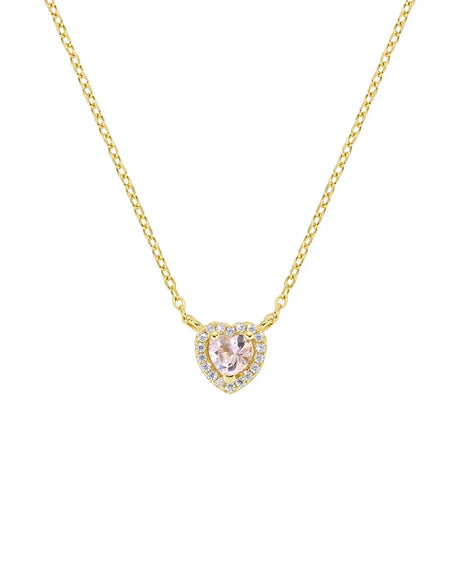 Amen Collana Dorata Dolce Cuore Rosa Morganite