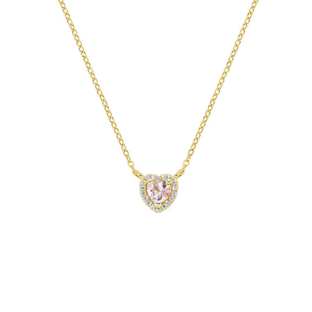 Amen Collana Dorata Dolce Cuore Rosa Morganite