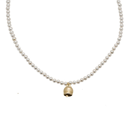 Collana perle con campanella media dorata in argento 925 °/°° CAPRI byMeg