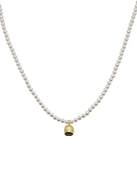 Collana perle con campanella piccola dorata in argento 925 °/°° CAPRI byMeg