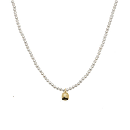 Collana perle con campanella piccola dorata in argento 925 °/°° CAPRI byMeg