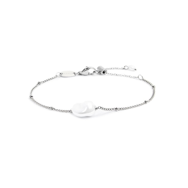 MARLÙ Bracciale catena grumetta con perla ovale centrale