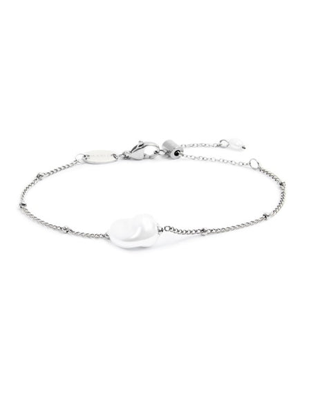 MARLÙ Bracciale catena grumetta con perla ovale centrale